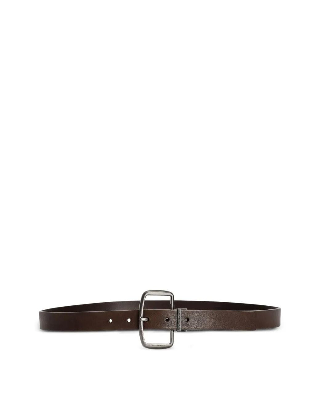 Dolce & Gabbana White Rectangle-Buckle Leather Belt for men