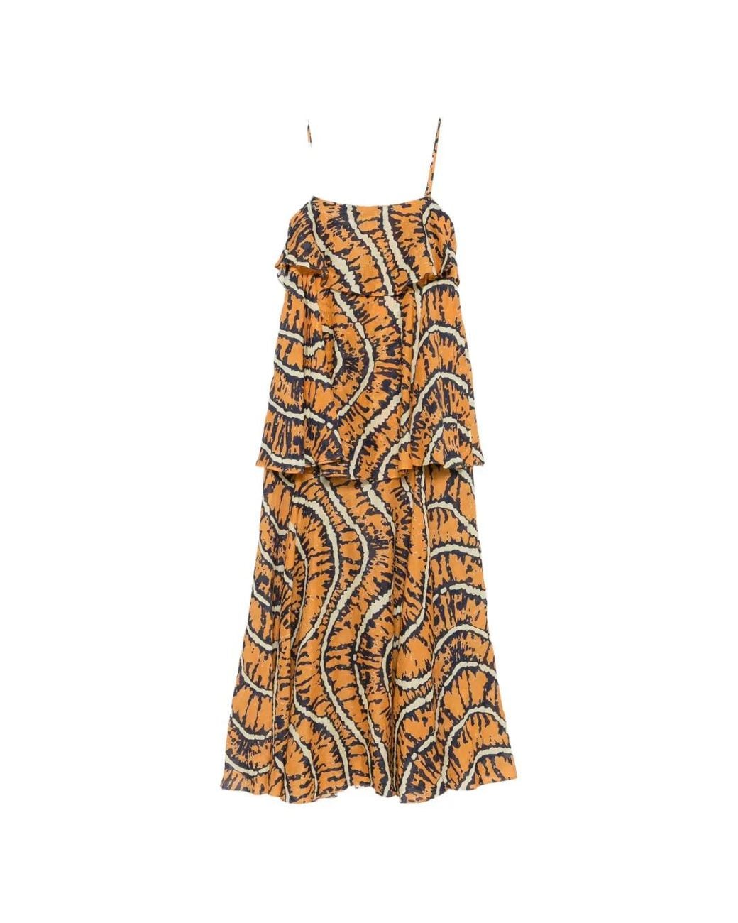 ALÉMAIS Metallic Ripple Ruffled Tiered Maxi Dress