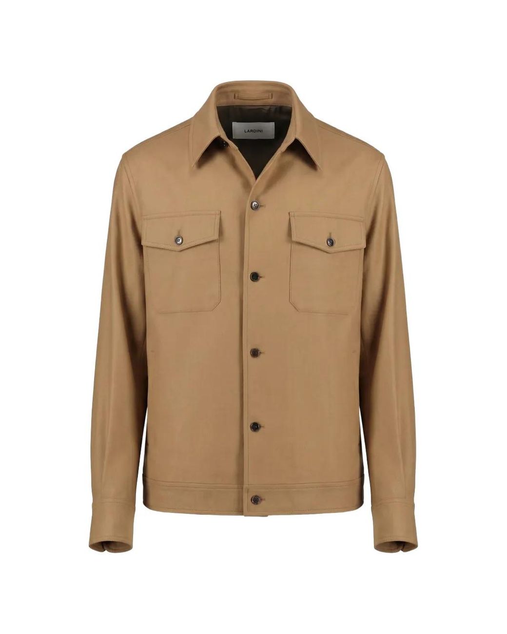 Lardini Natural Button-Down Wool Shirt Jacket for men