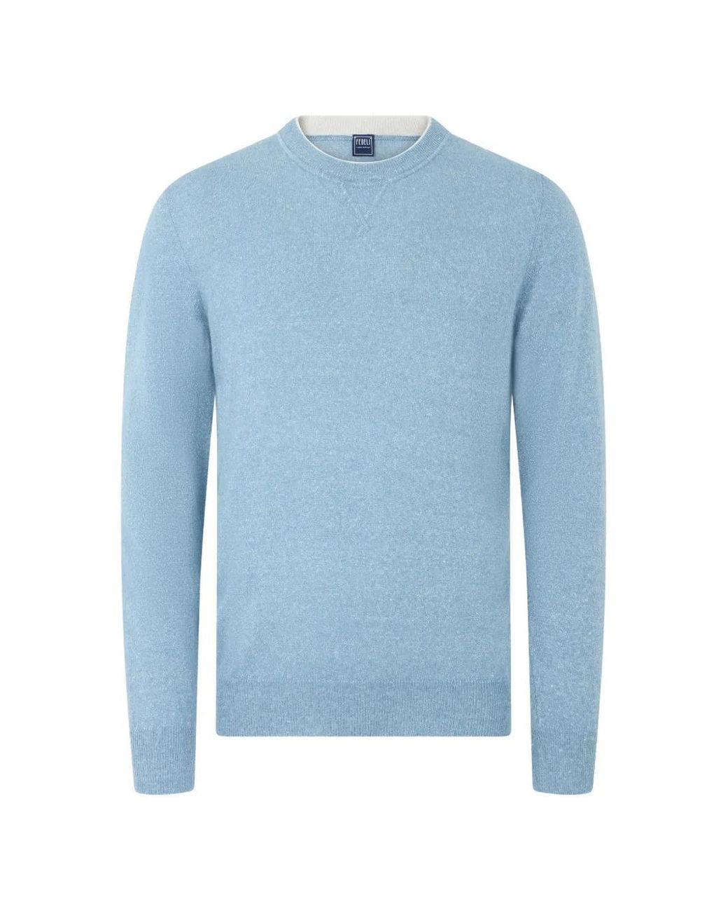 Fedeli Blue Crew-Neck Long-Sleeve Sweater for men