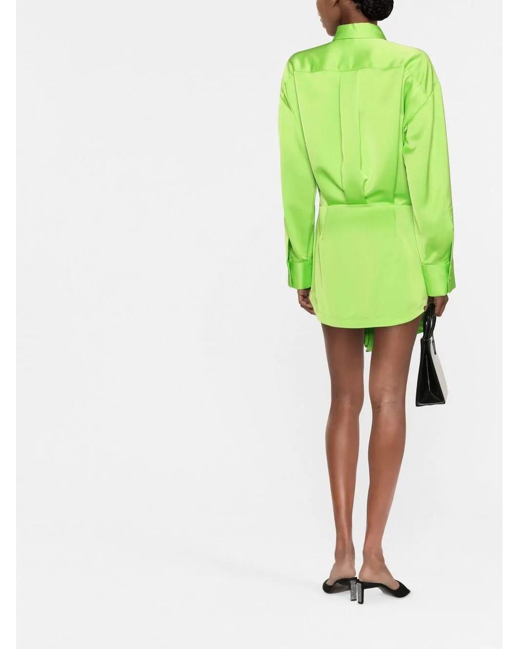 The Attico Green Candice Asymmetric Mini Dress