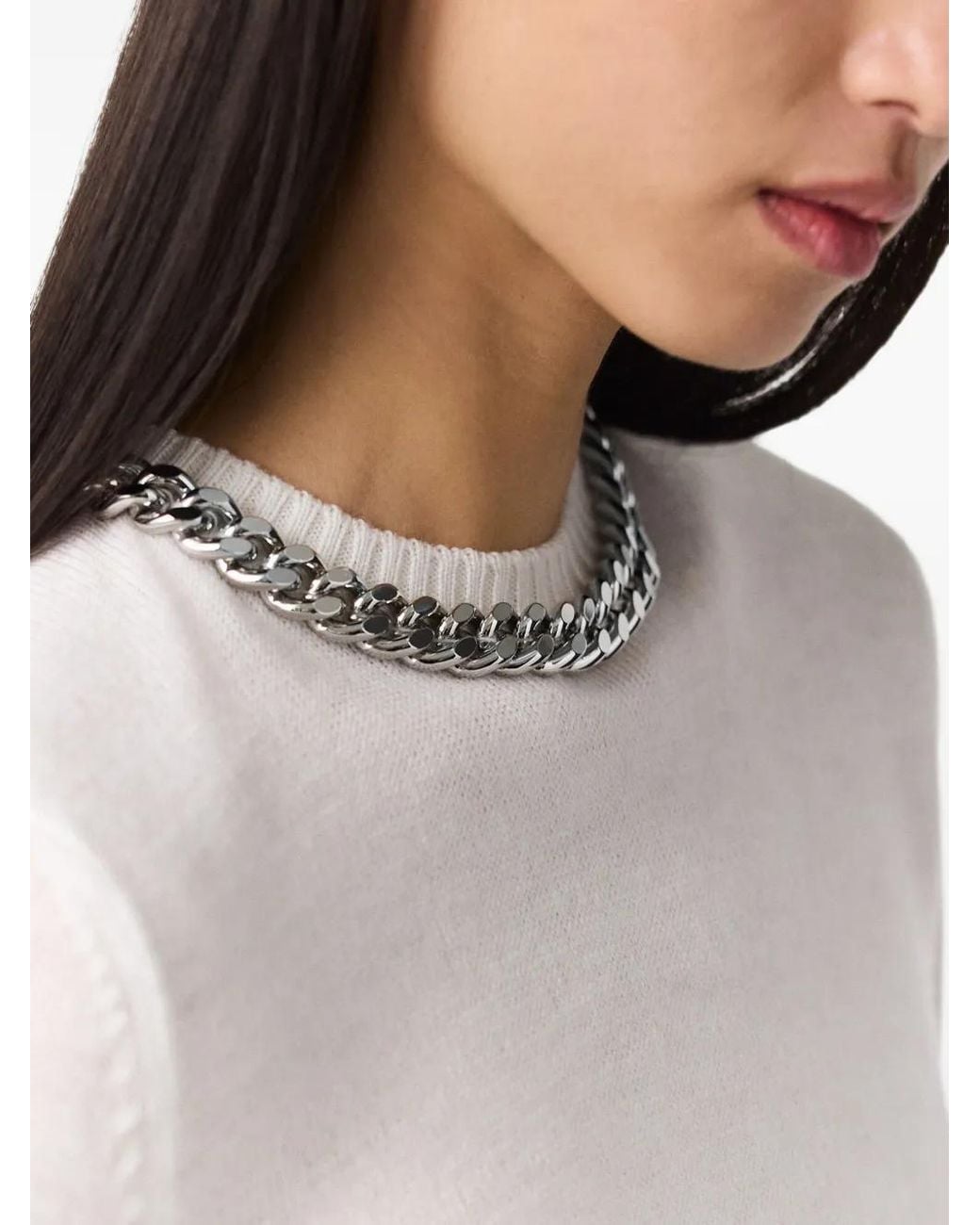 Stella McCartney White Falabella Chain Fine-Knit Jumper