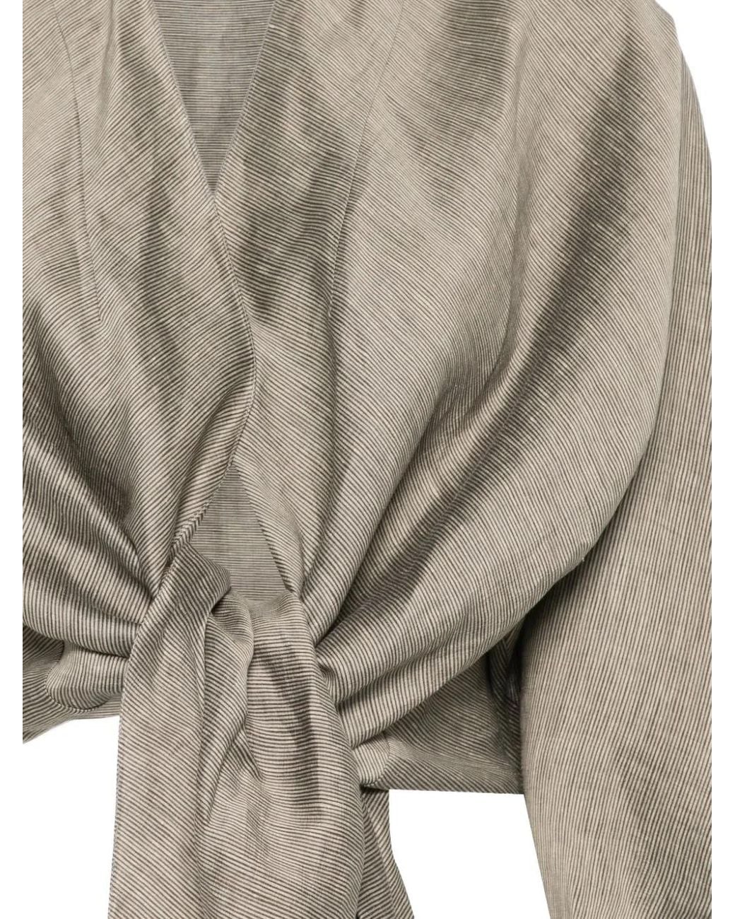 Cortana Natural Aria Stripe-Pattern Cropped Jacket
