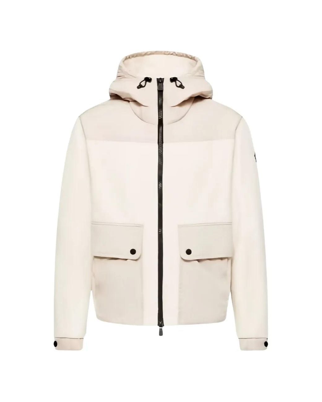 Moncler Natural Polartec Logo-Patch Panelled Hoodie for men