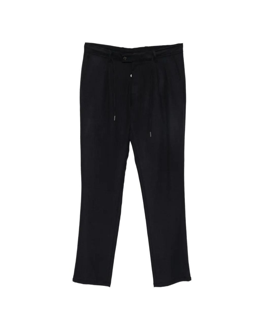 Carducci Black Drawstring-Waist Wool Trousers for men