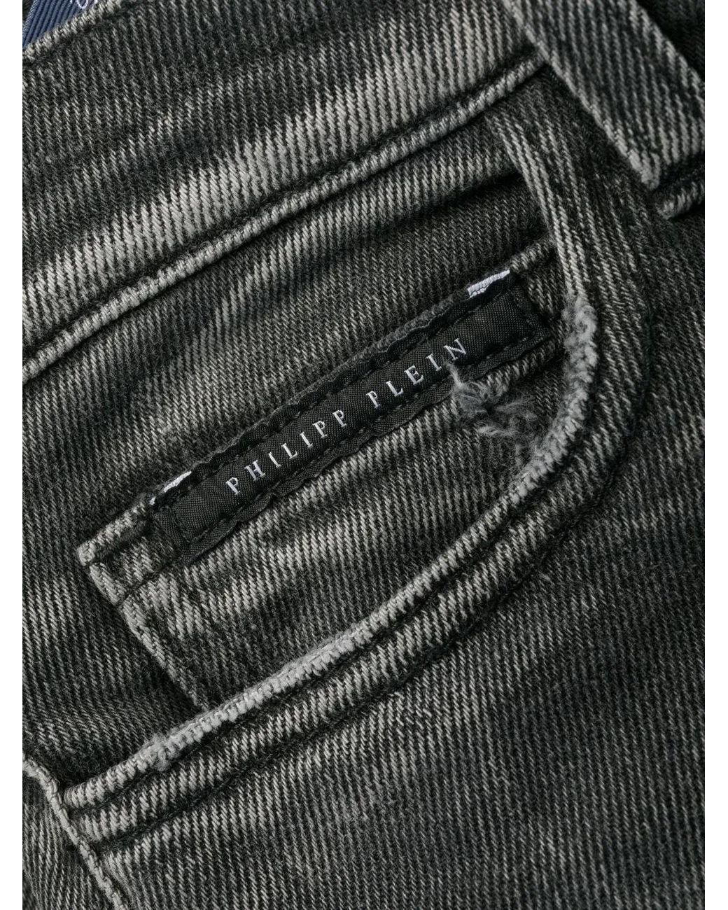 Philipp Plein Gray Logo-Plaque Denim Jeans