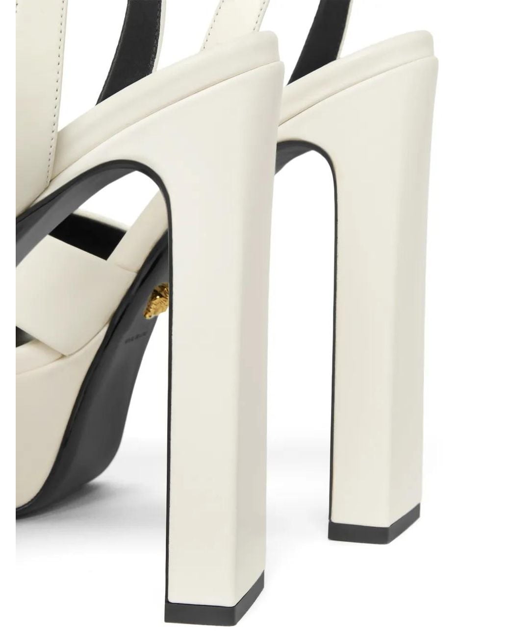 Versace White Gianni Ribbon Leather Sandals 140 Mm