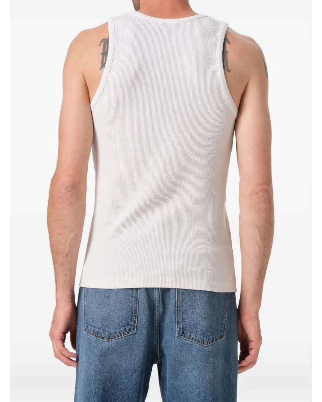 Agolde White Viggo Ribbed Tank Top for men