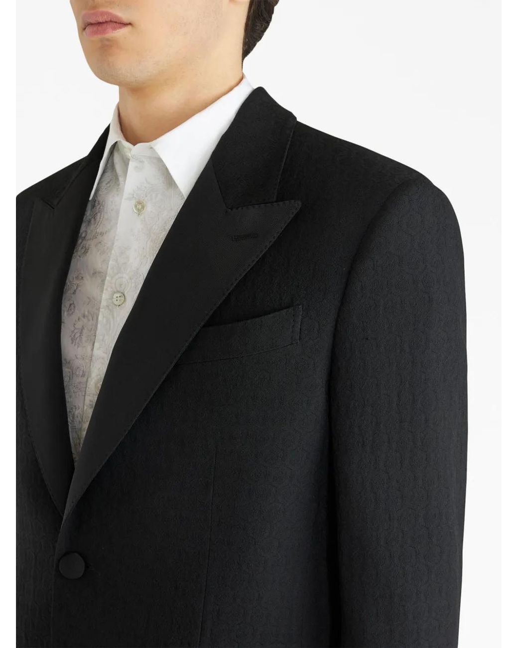 Etro Black Patterned-Jacquard Evening Blazer for men