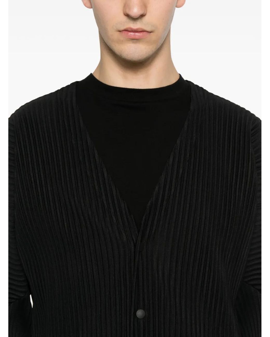 Homme Plissé Issey Miyake Black V-Neck Jacket for men