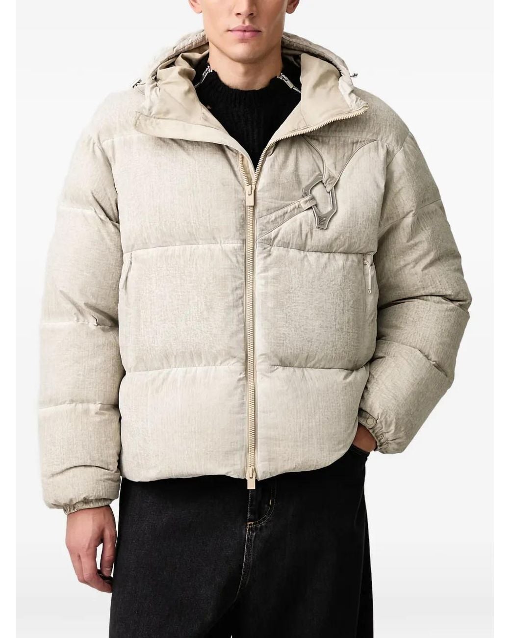 HELIOT EMIL Natural Carabiner Hooded Puffer Jacket for men