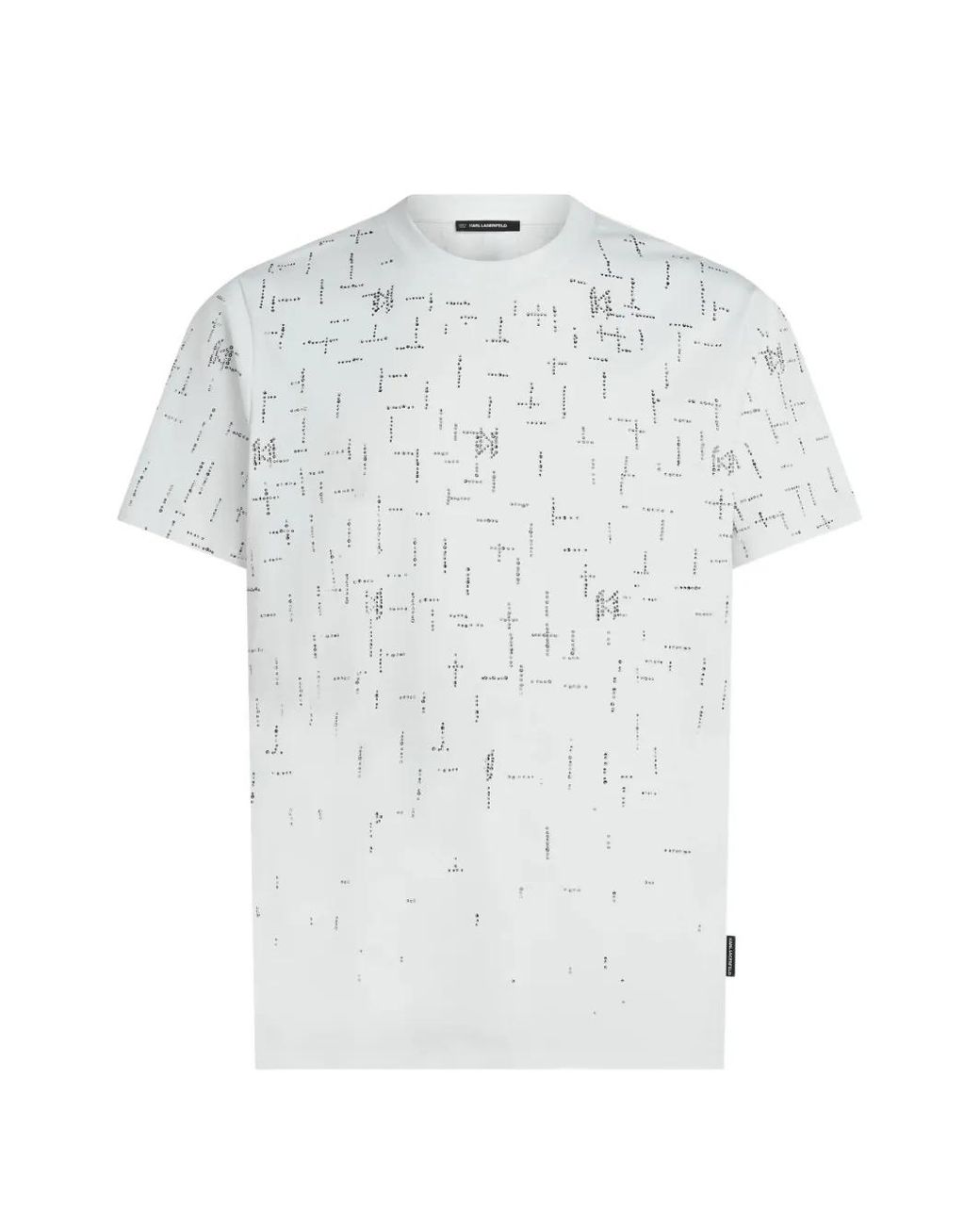Karl Lagerfeld White Monogram Rhinestone-Embellished T-Shirt for men