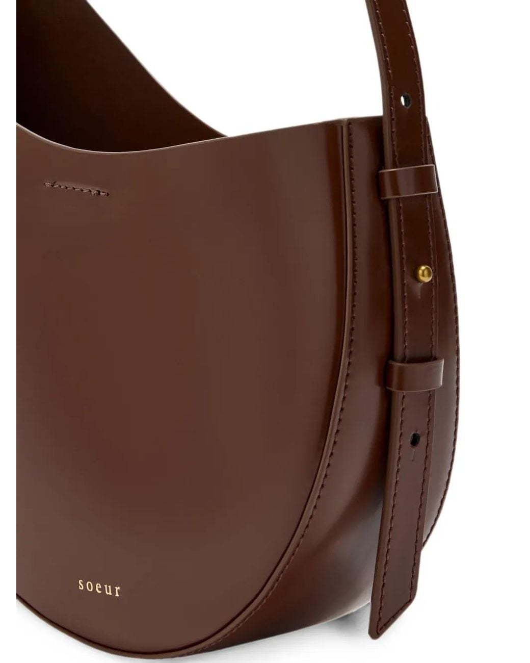Soeur Brown Asymmetric-Cut Leather Shoulder Bag