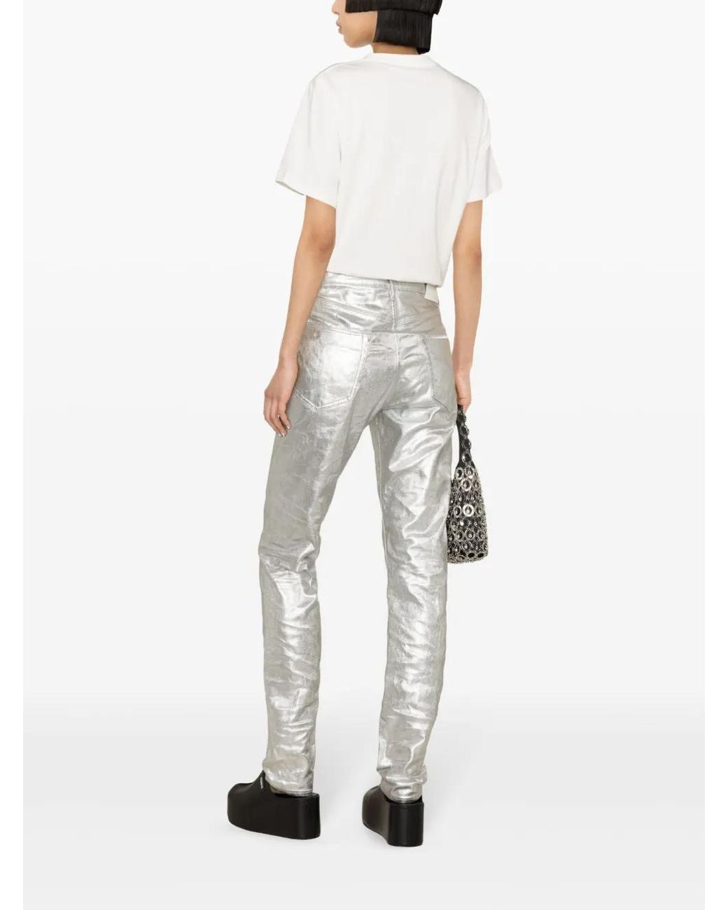 Rabanne White Sequined-Logo Cotton T-Shirt