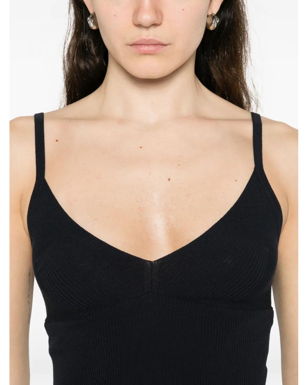 P.A.R.O.S.H. Black V-Neck Knit Top