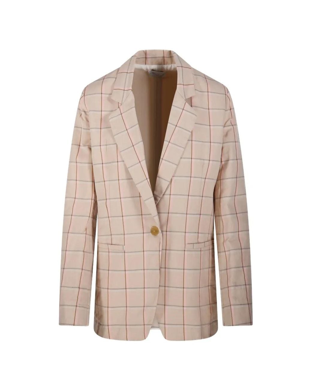 Forte_forte Natural Checked Single-Breasted Blazer