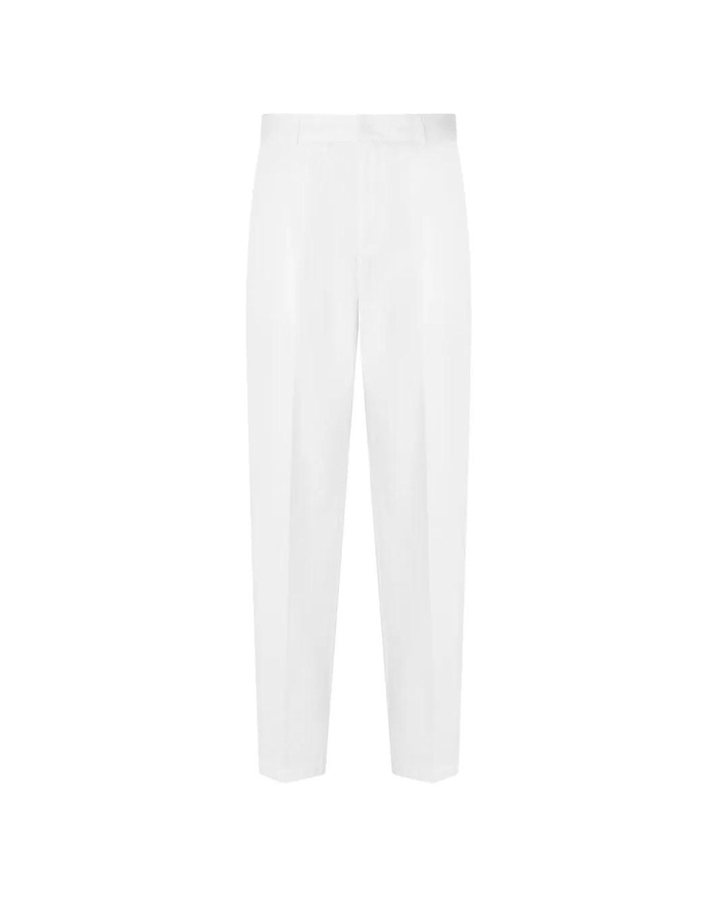 ARMANI EXCHANGE White Pleated Straight-Leg Trousers for men