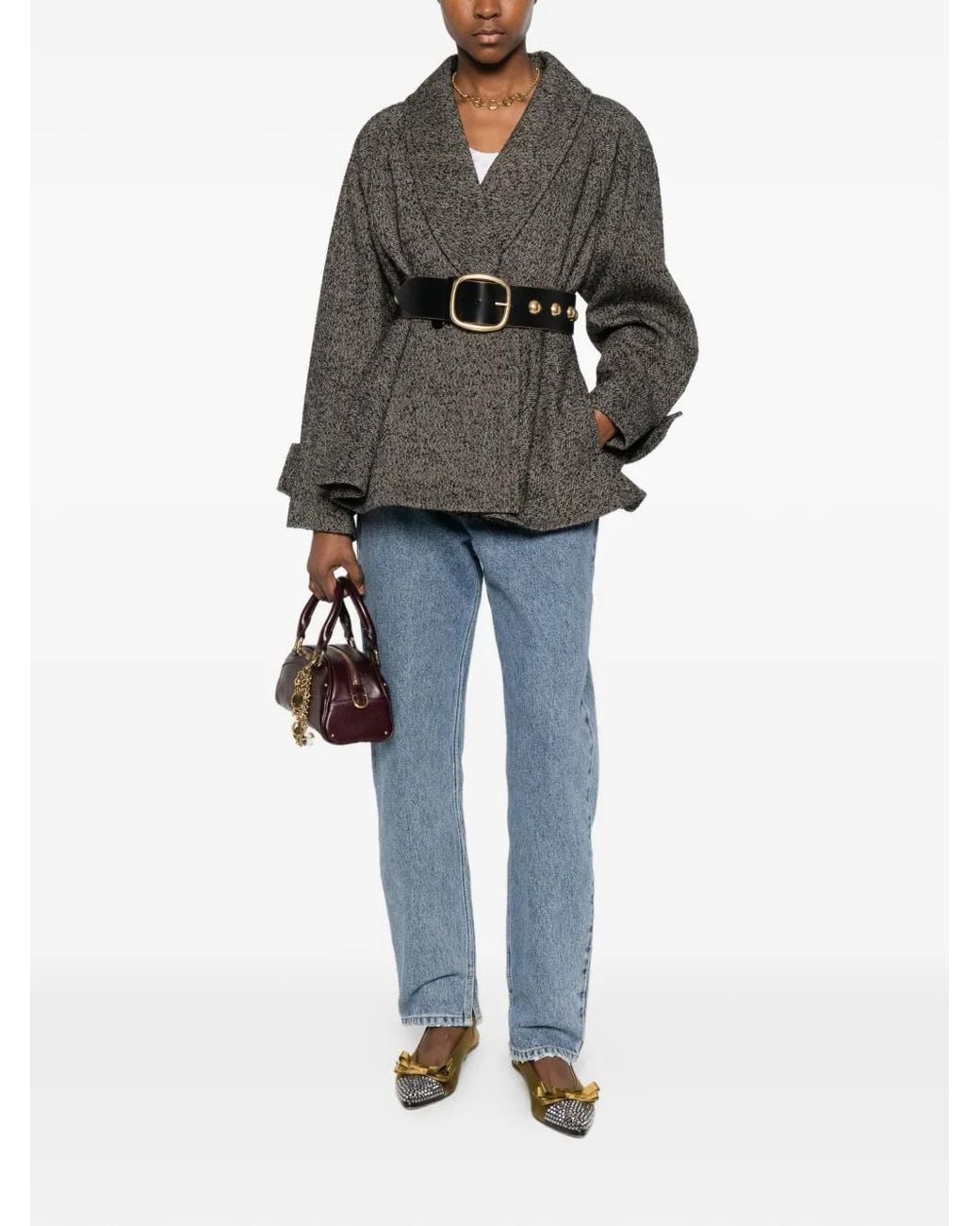 Chloé Green Double-Breasted Flared Jacket