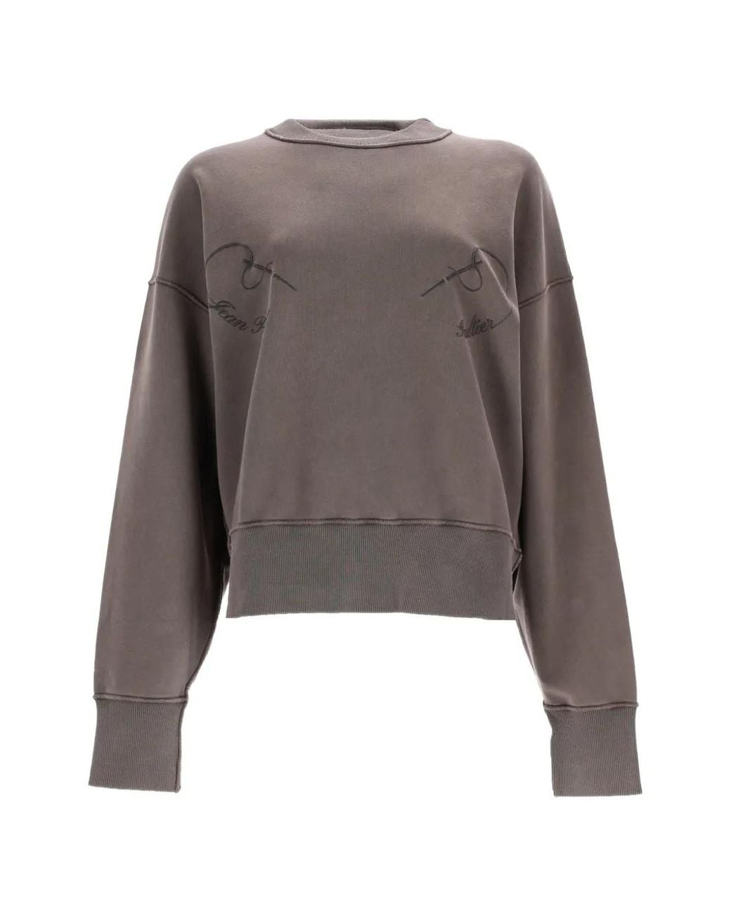 Jean Paul Gaultier Gray Long-Sleeve Embroidered Sweatshirt