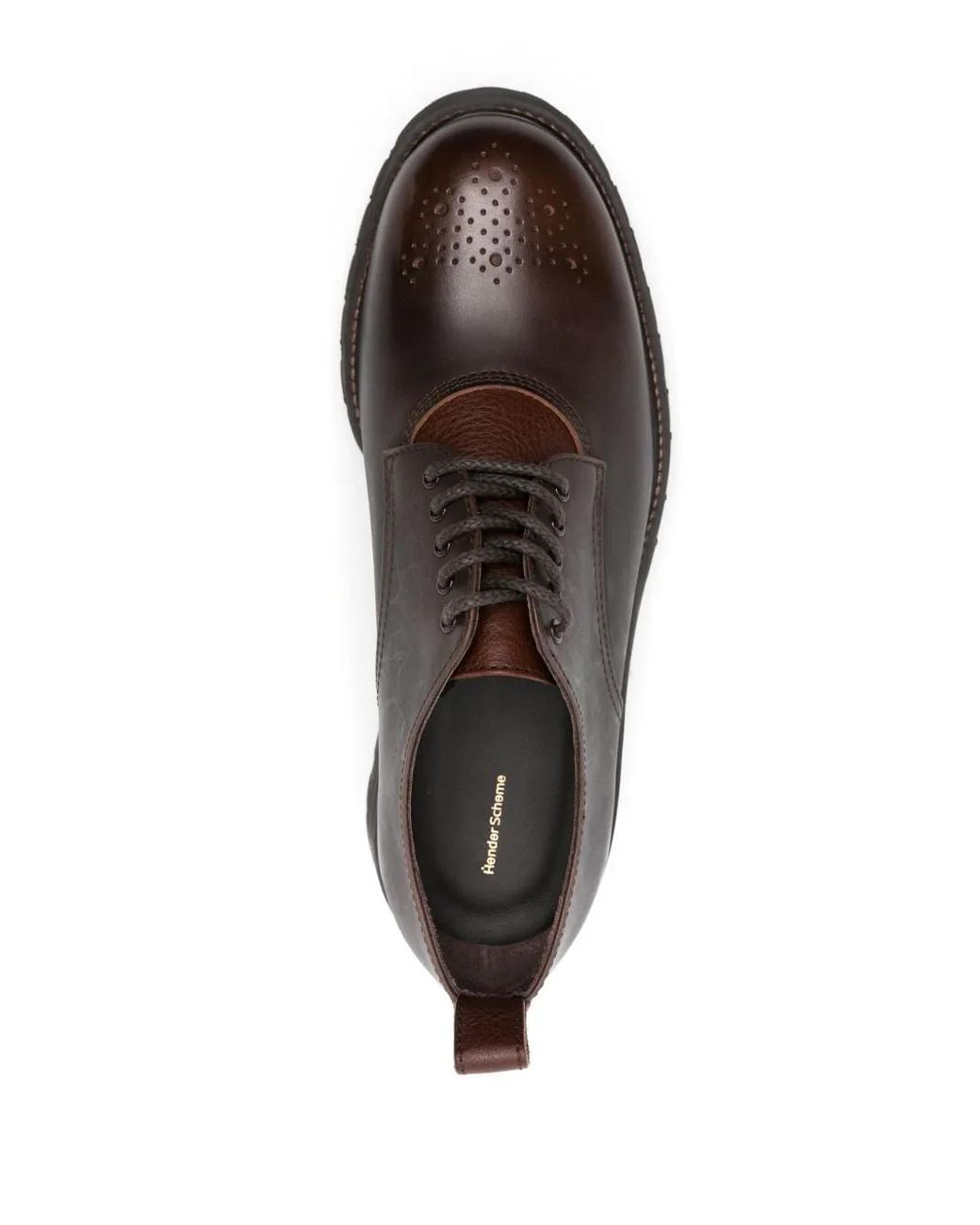 Hender Scheme Commando Blucher Leather Derby Shoes in Brown | Lyst UK