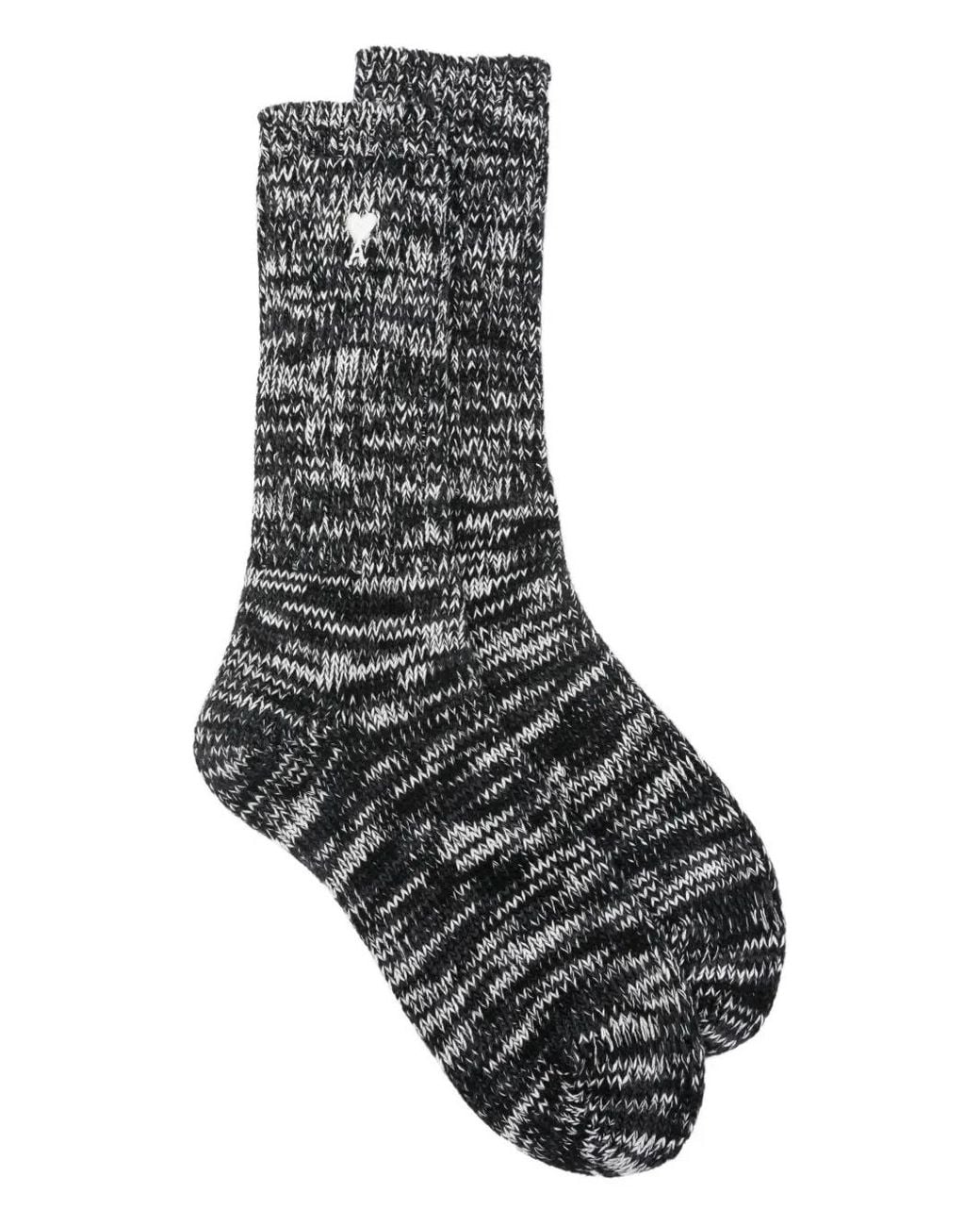AMI Black Chaussettes À Broderies