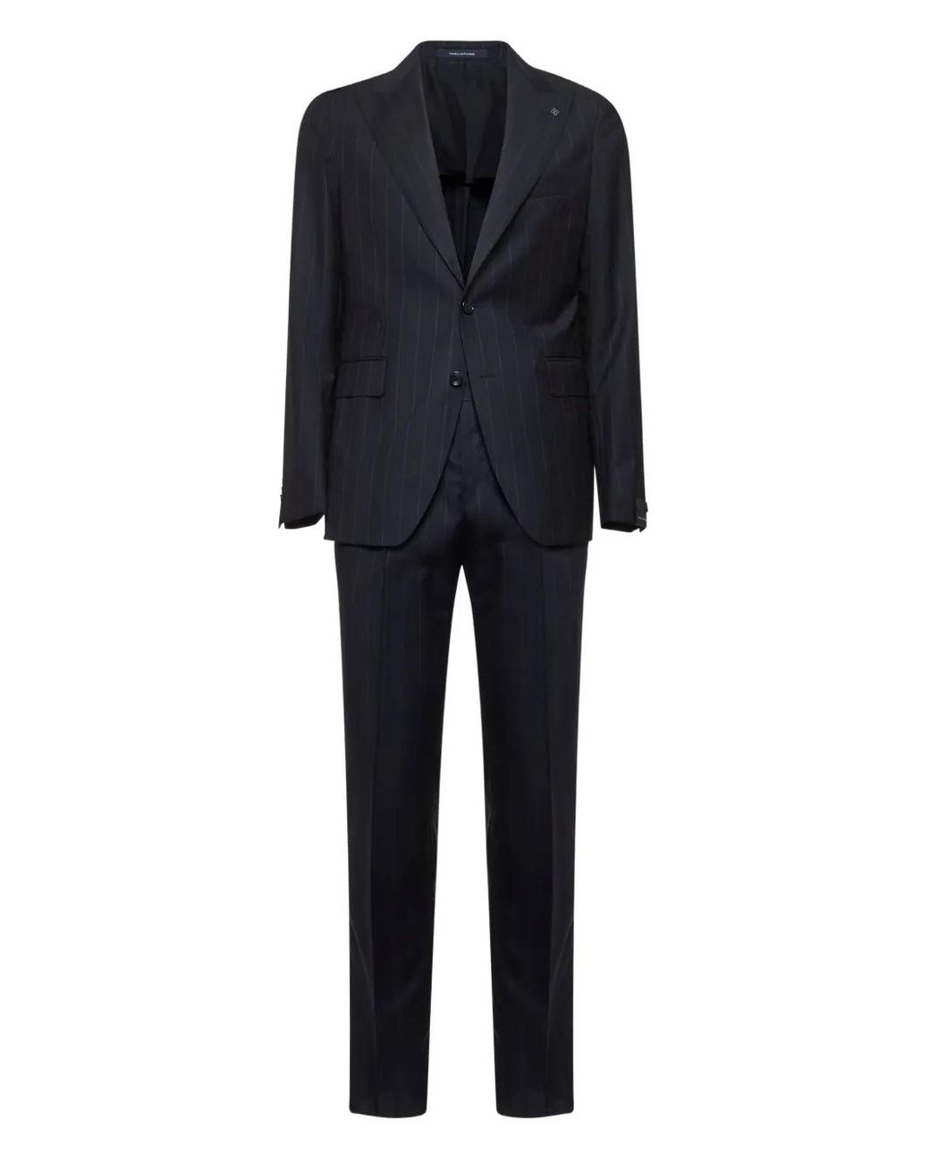 Tagliatore Black Pinstriped Peak-Lapels Suit for men