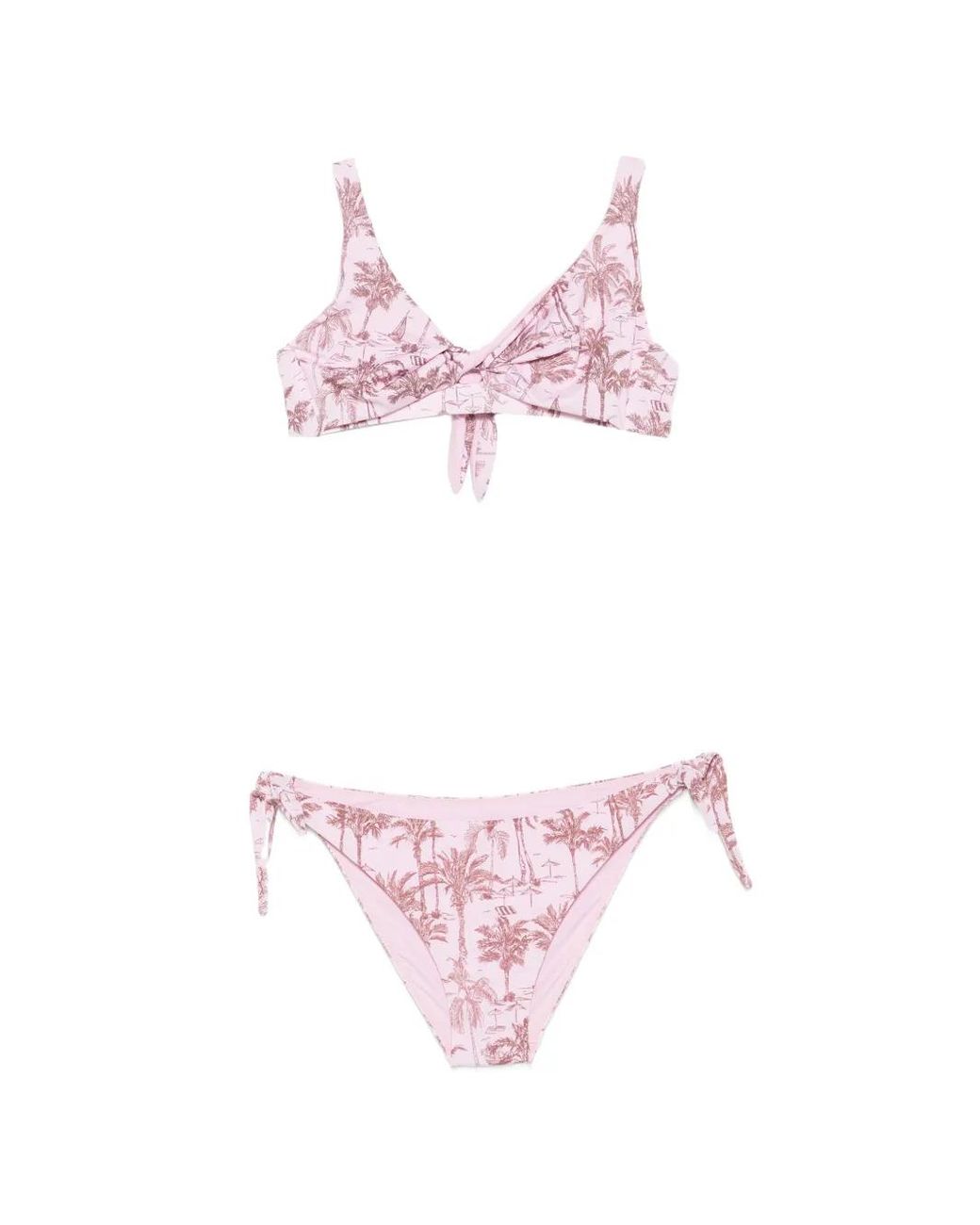 Mc2 Saint Barth Pink Yali Palm-Tree-Print Bikini