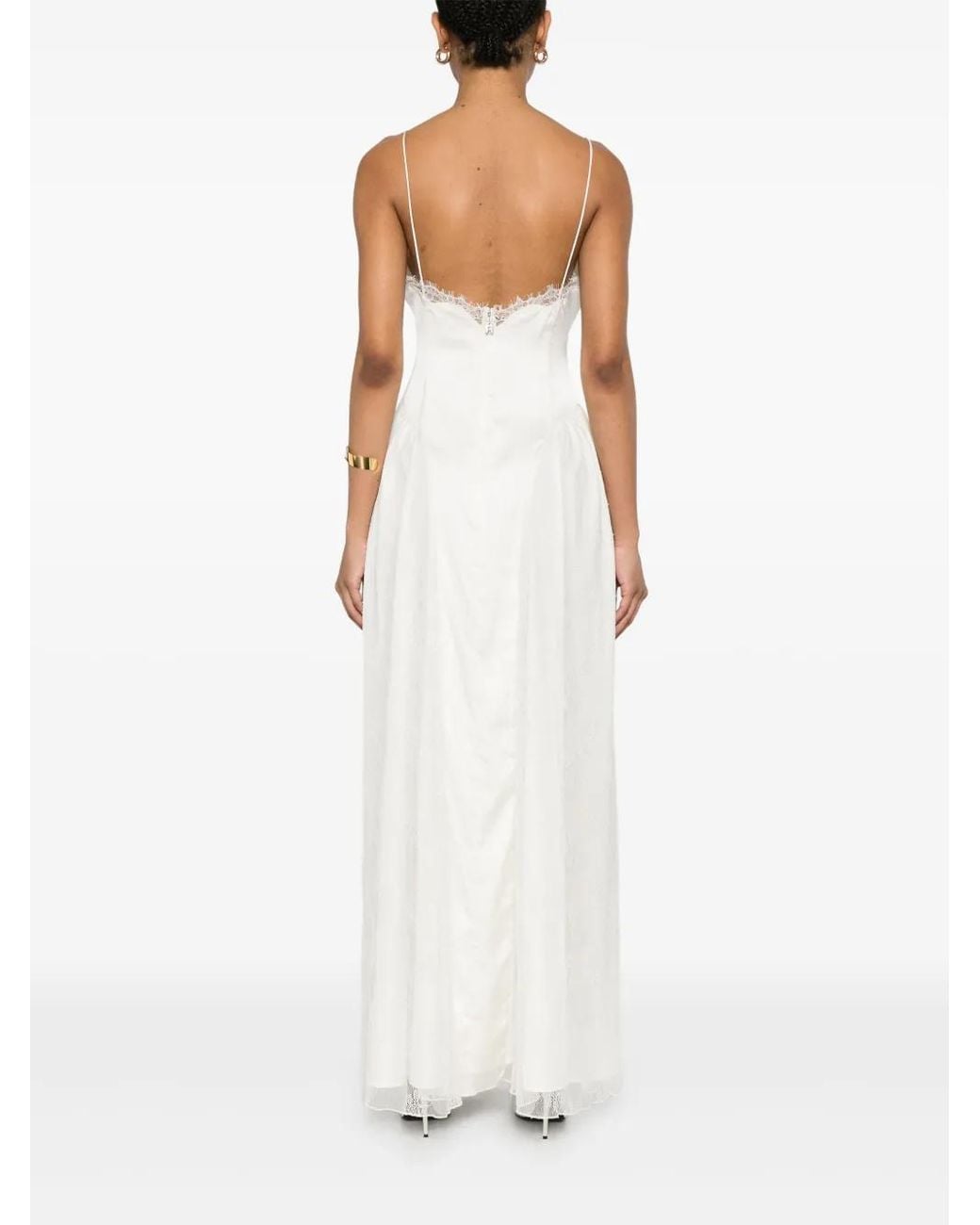 ROTATE BIRGER CHRISTENSEN White Lace-Trim Maxi Dress
