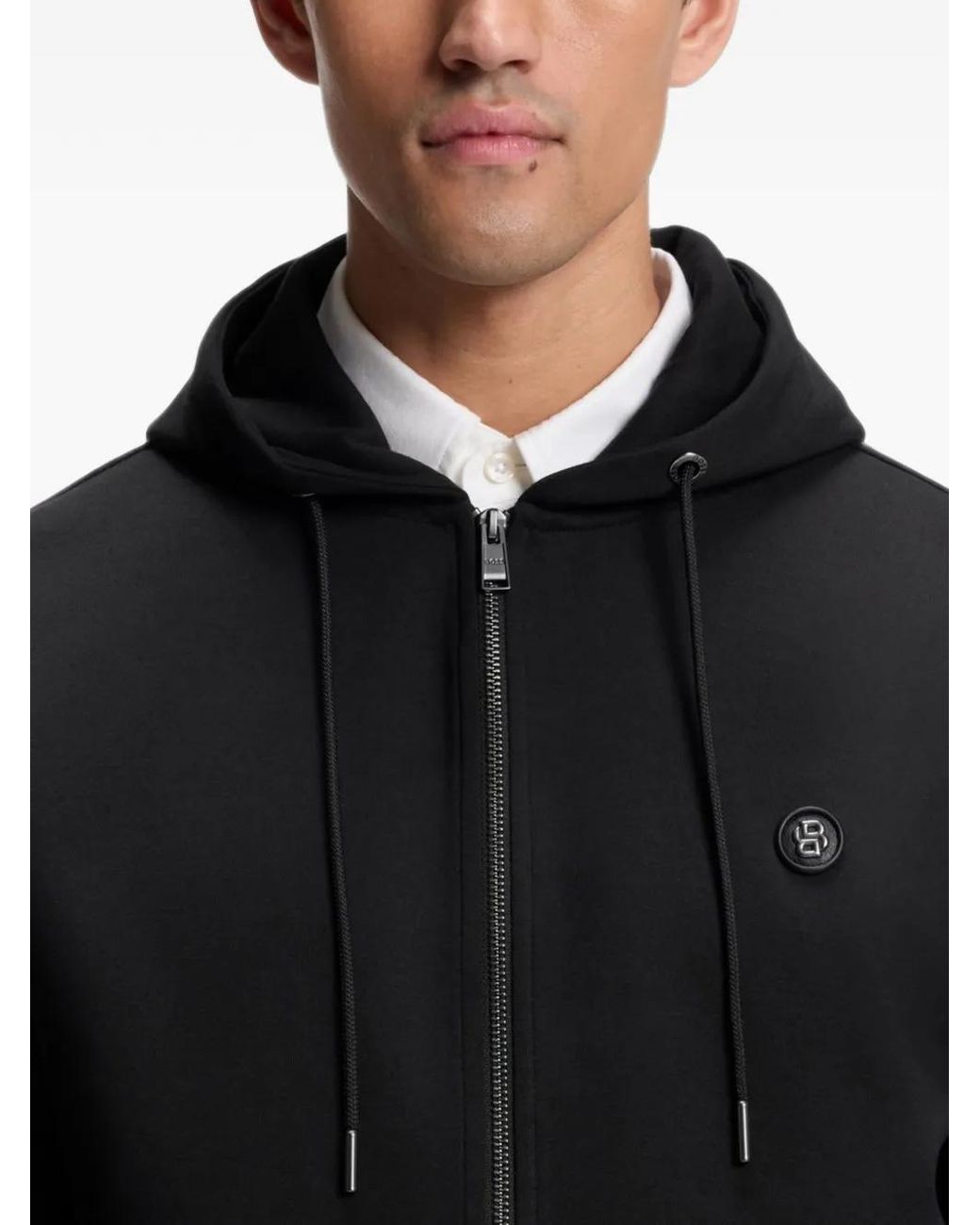Boss Black Cotton-Blend Zip-Up Hoodie With Double B Monogram for men