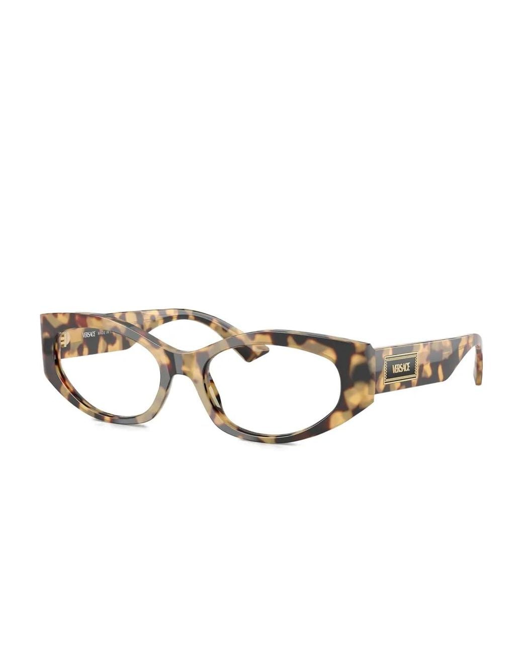 Versace Brown Tortoiseshell Rectangle-Frame Glasses