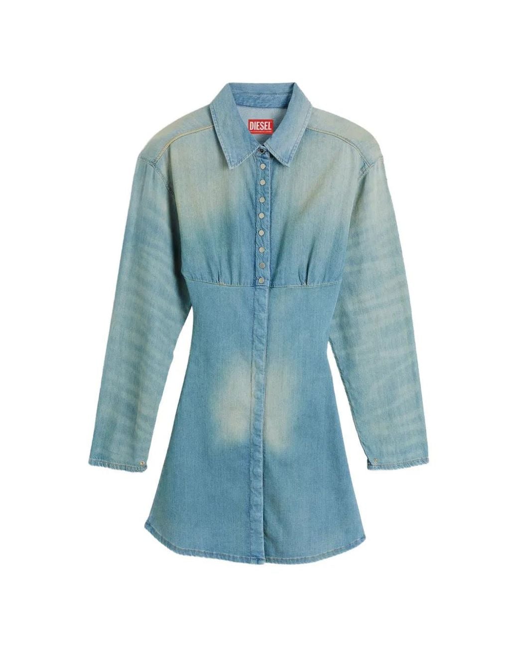 DIESEL Blue Denim Mini Shirt Dress With Sectioned Design