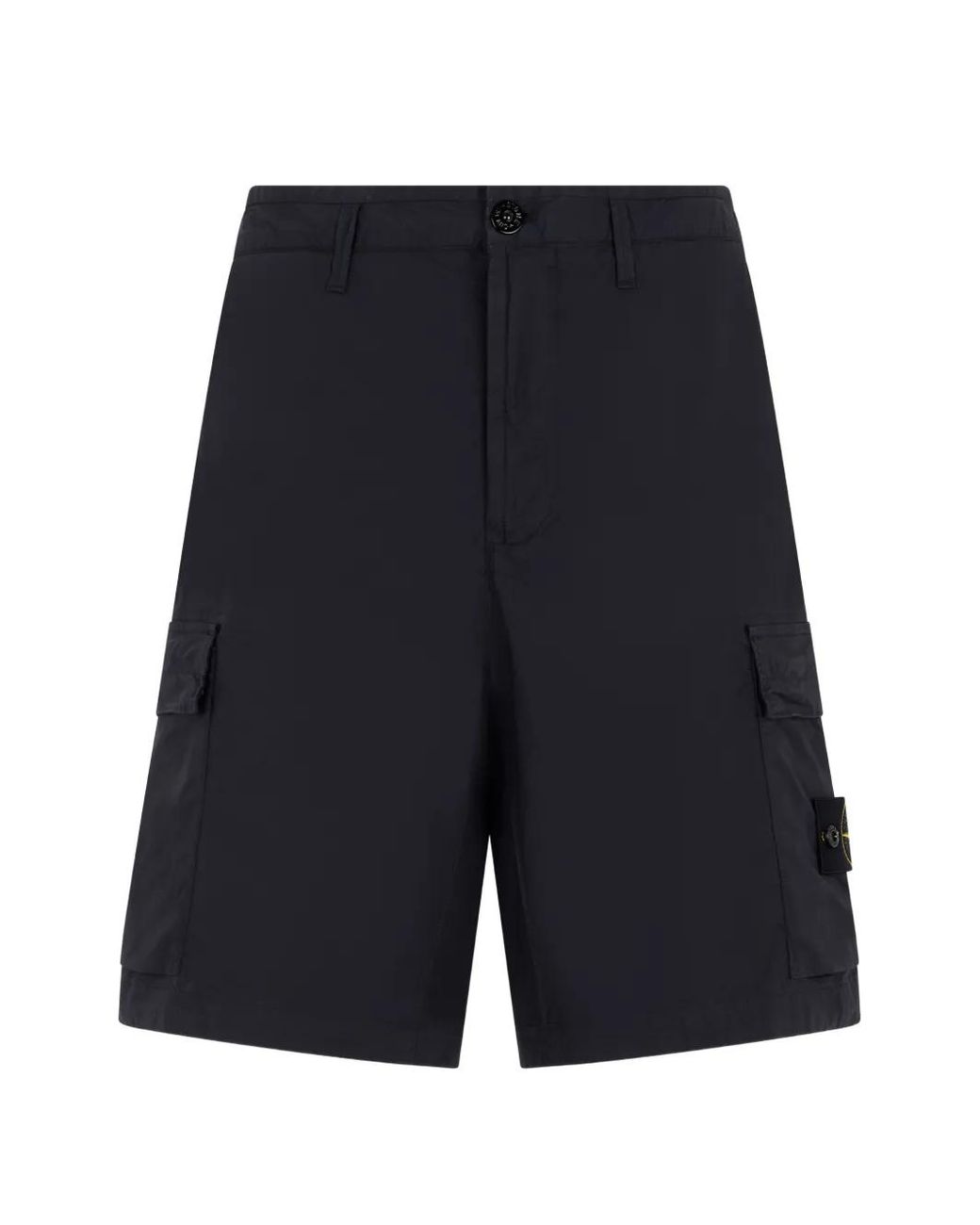 Stone Island Blue Short Cargo À Écusson À Logo for men