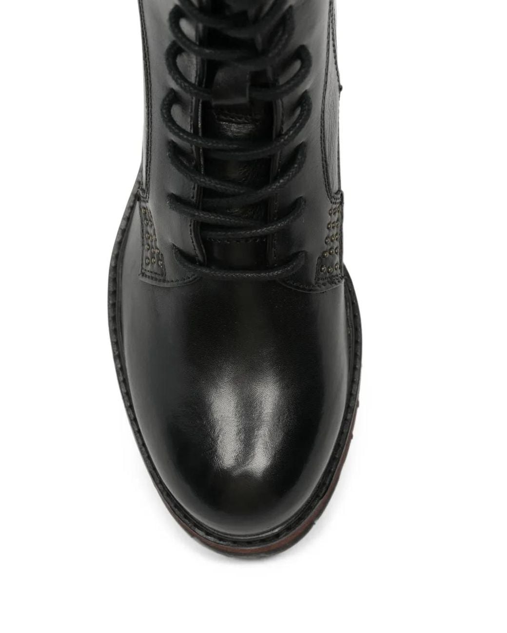 CafeNoir Black Lace-Up Studded Ankle Boots