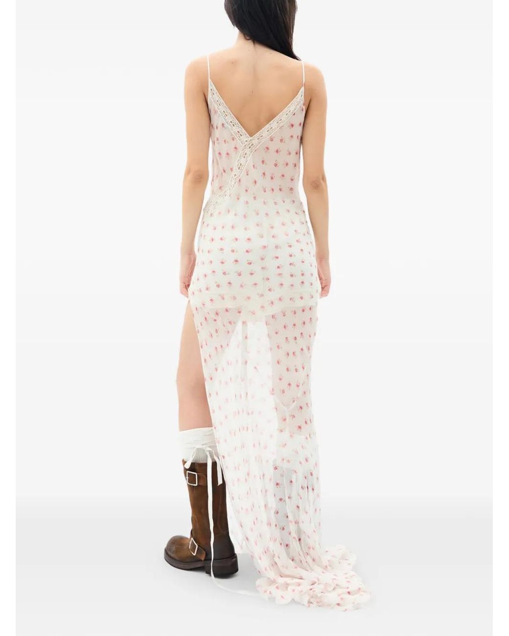 Ann Demeulemeester White Lala Lace-Detail Maxi Dress