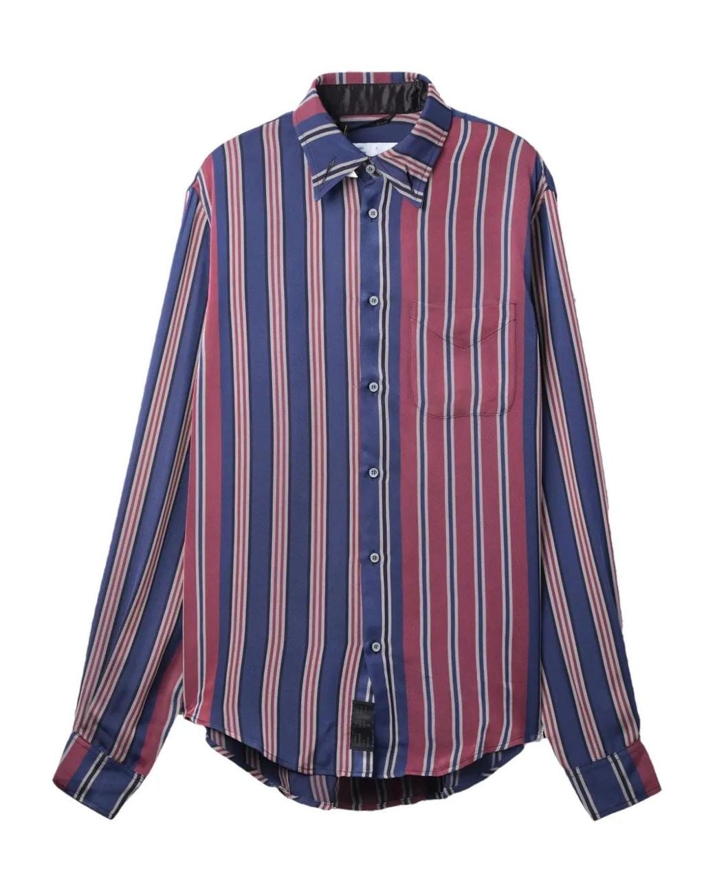 4SDESIGNS Purple Buttoned-Up Striped Shirt for men