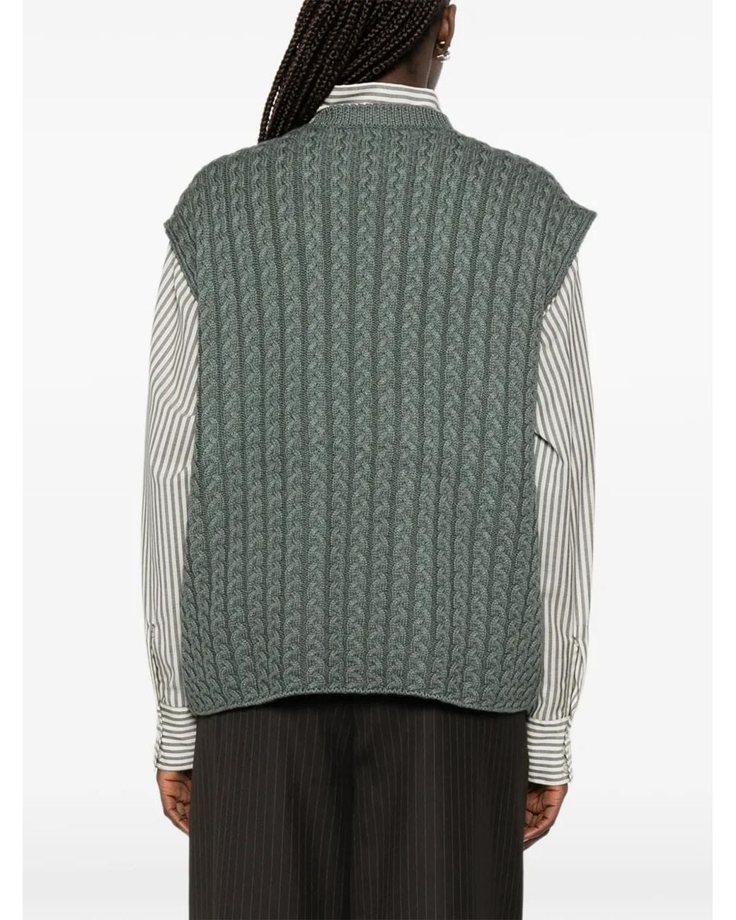 Loewe Green Pull Anagram En Maille Torsadée