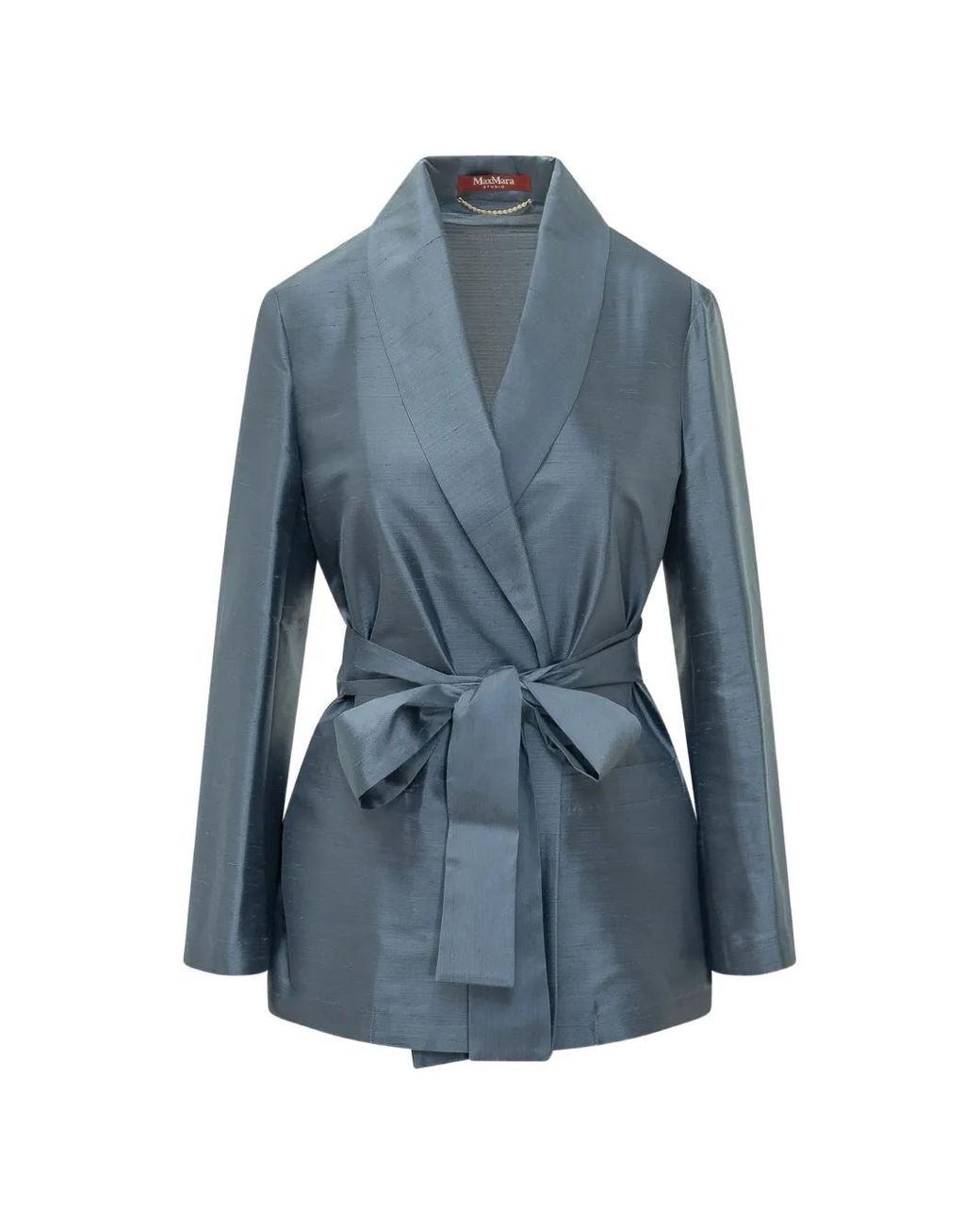 Max Mara Blue Belted Silk Blazer