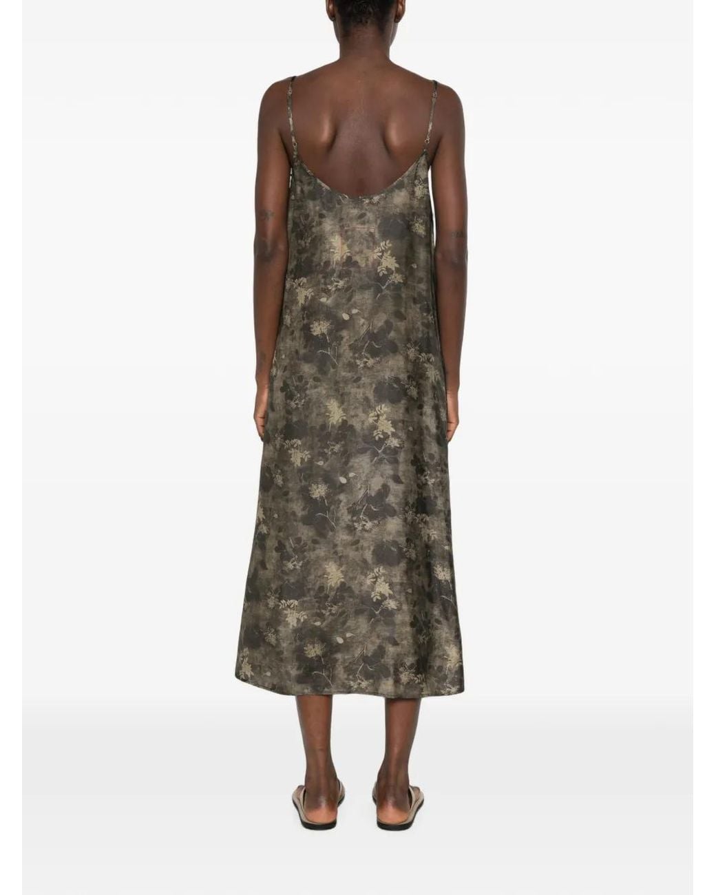 Uma Wang Green Anaya Printed Long Dress