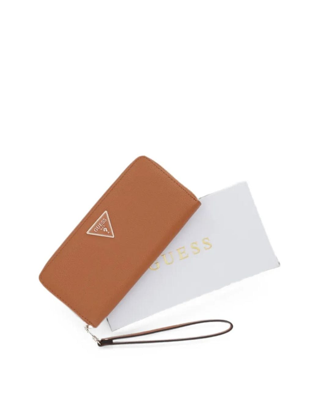 Guess Brown Laurel Triangle Logo Maxi Wallet