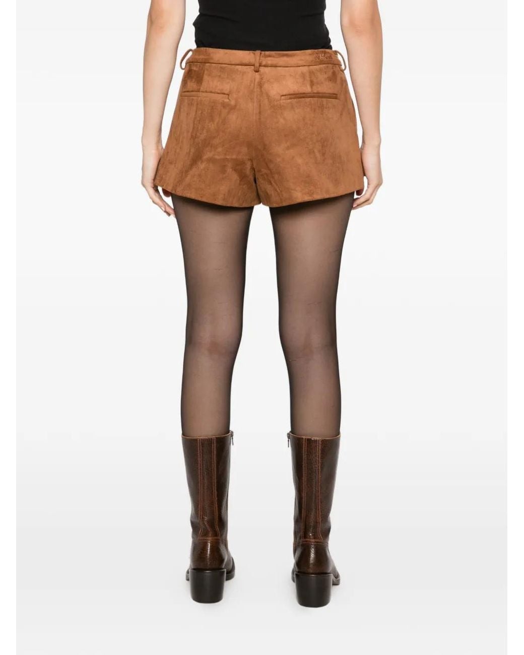 Mc2 Saint Barth Brown Elva Suede-Effect Shorts
