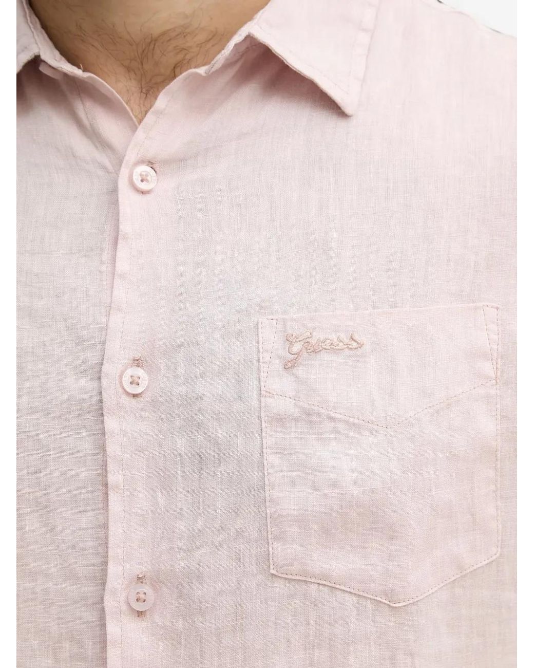 Guess Natural Linen Striped Shirt for men