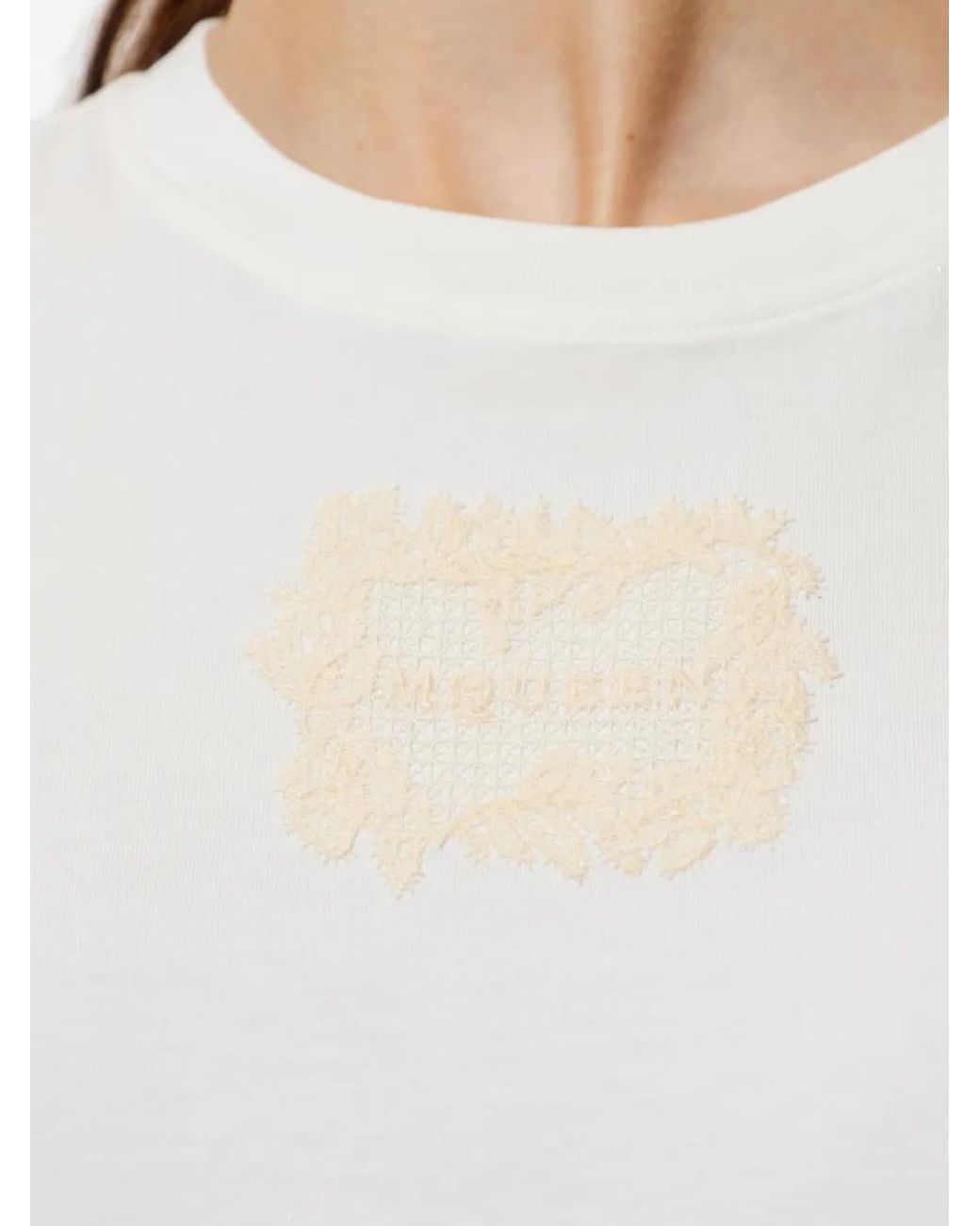 McQueen White Embroidered Logo Patch T-Shirt