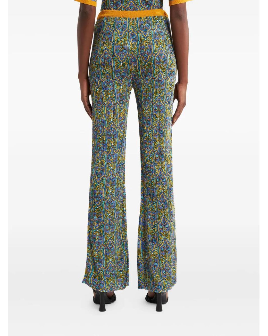 Etro Green Printed Knitted Trousers