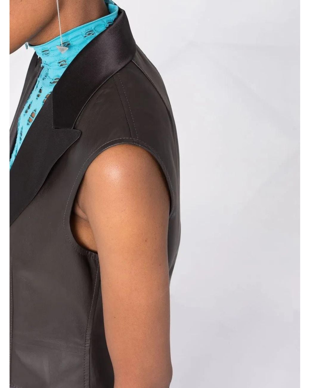 Ferragamo Black Tailored Leather Blazer