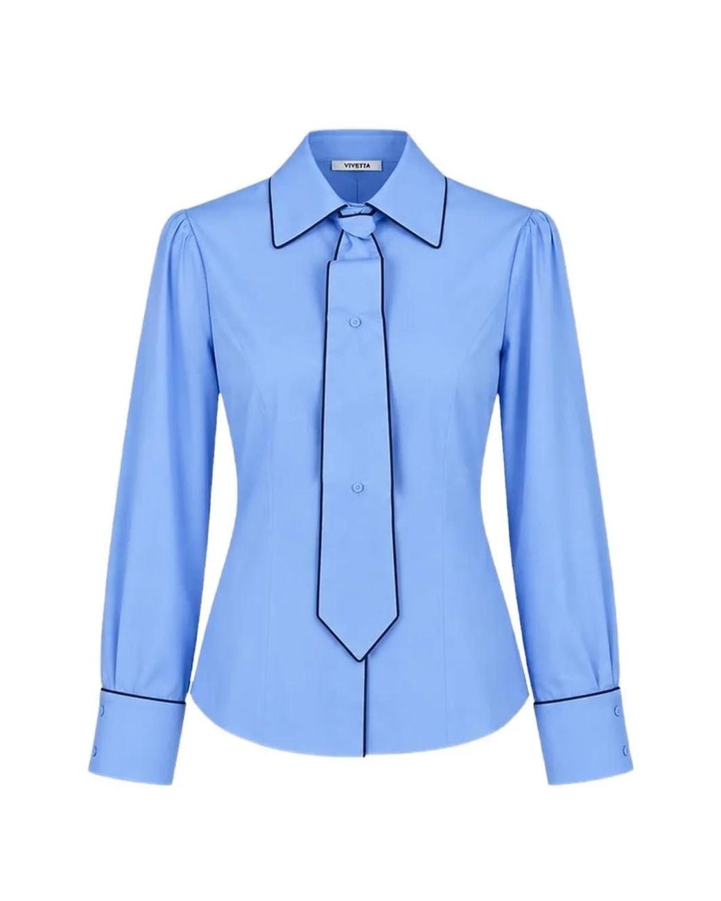 Vivetta Blue Tie-Detail Contrast-Trim Shirt