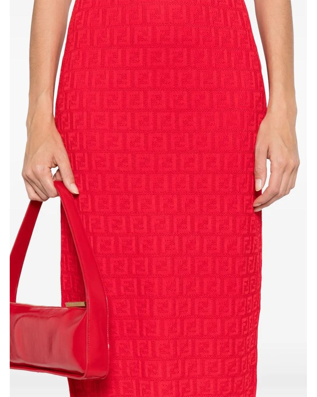 Fendi Red Ff Cotton And Viscose Dress