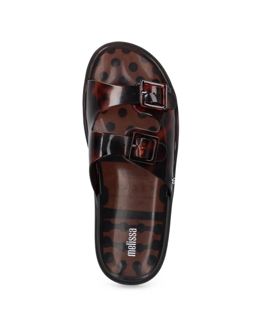 Melissa White Tortoiseshell-Effect Buckle-Fastening Slides