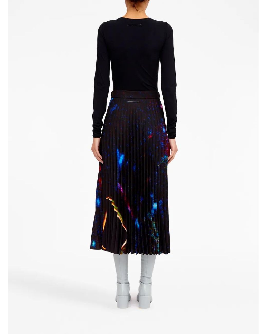 MM6 by Maison Margiela Red Abstract-Print Pleated Skirt
