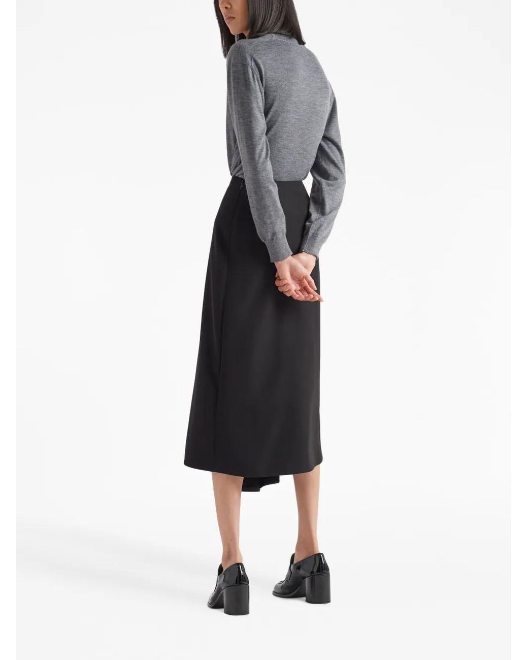 Prada Gray V-Neck Wool-Cashmere Cardigan