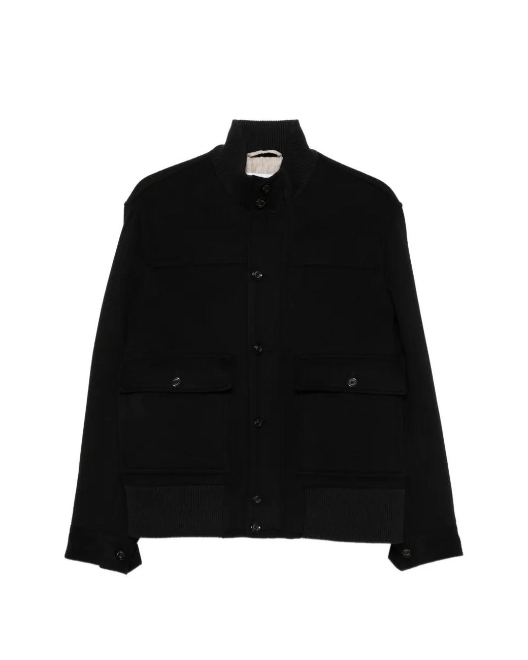 Lardini Black Button-Up Bomber Coat for men